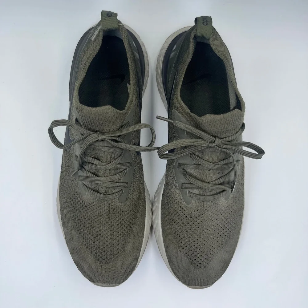 Nike Epic React Flyknit Men's 12 Olive Green Running Shoes AQ0067-300